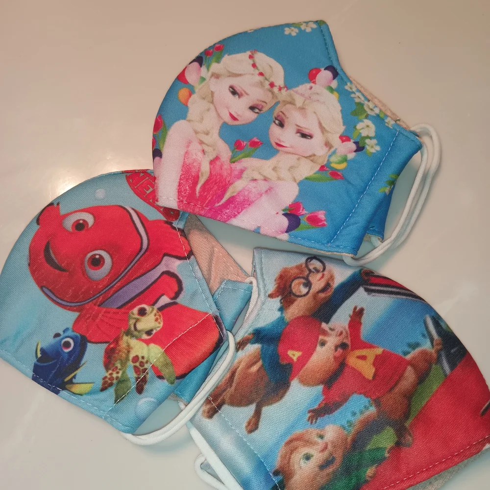 Kids Cartoon Character Face Masks - Blue and Red